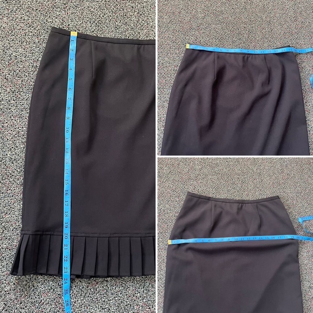 BLACKER Vintage Black Bow & Ruffle Detail Matching Suit Jacket & Skirt Set Sz M - Picture 15 of 16